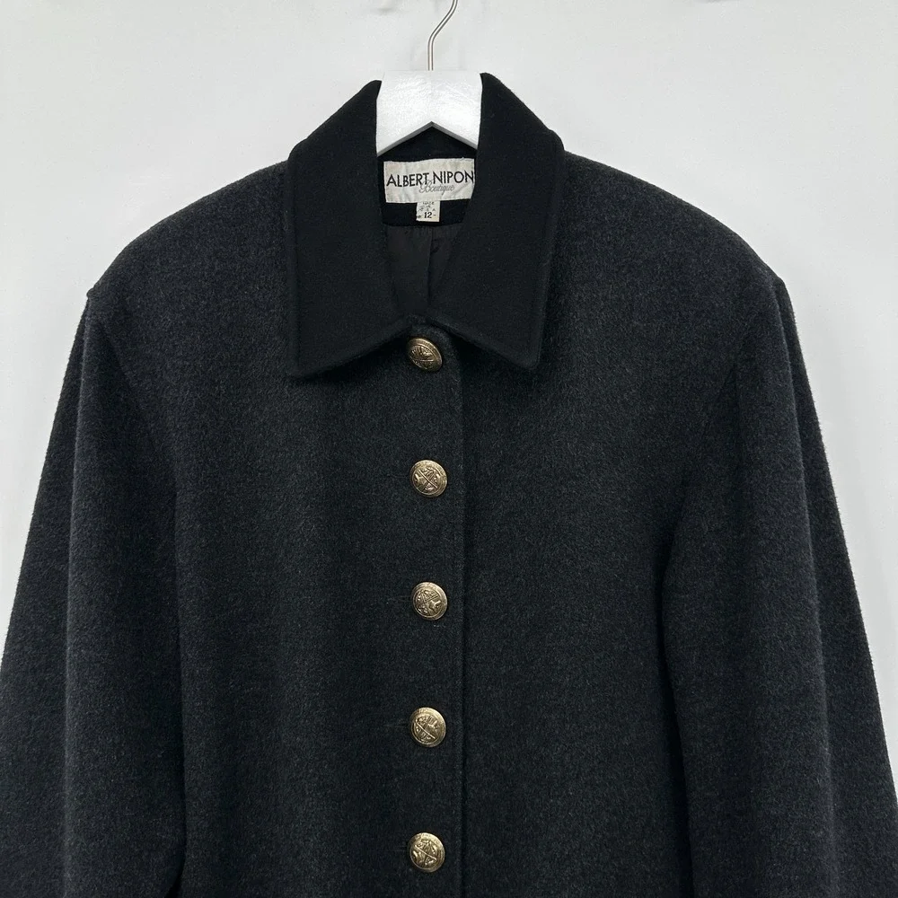 Vintage Albert‎ Nipon Boutique 100% Wool Coat Womens Size 12 Quiet Luxury XL 1X